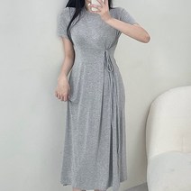 [밀키웨이] 꾸안꾸 데일리 라운드 넥 반팔 슬림 끈 여름 랩 롱 원피스 2color