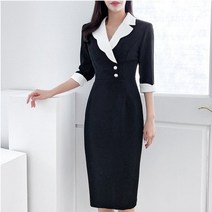 플랩 플랩 더블 버튼 카라 원피스