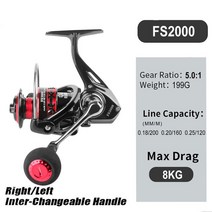 FS2000-7000 5.01 기어비 낚시 릴 저항 8KG Max Drag 해수 고속 스피닝 농어 잉어 Pesca 액세서리, [01] FS2000