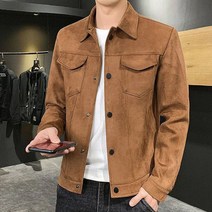 남성 빅사이즈 벨벳 포켓 트러커 자켓 캐주얼 블 가죽 스웨이드 데님