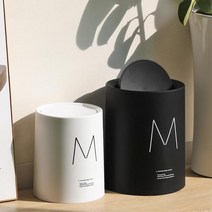 봉투숨김 이중구조 스윙뚜껑 휴지통 1p 스윙형휴지통, 원형스윙 블랙12L