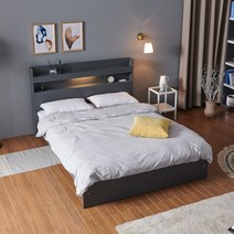 크렌시아 아너스 LED 일반형 슈퍼싱글/퀸 침대+본넬 매트리스+방수커버, 그레이