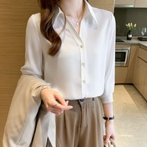 여성 드라마 신성한 이혼 한혜진 새틴 화이트 셔츠 긴팔 봄여름 고급 정장 블라우스