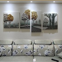 거실 인테리어 액자 대형 입체 특이한 골드 꽃 예쁜 분할, 7번-나무숲실버