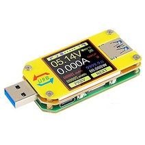 UM34C USB 테스터 미터 전압계 USB 멀티미터 전압 전류 USB 전압 검출기 블루투스 전류계 1.44인치 컬러 LCD 디스플레이 USB 3.0 Type-C 케이블 저항 임피던스 미터 로드-27149