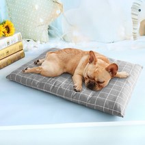 대형견침대 dog bed mat dog house soft pet Sleeping 매트리스 격자 무늬 매트 고양이 침대 담요 쿠션 small medium large dogs, 노란색, 40x55cm