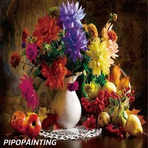 DIY 유화그리기세트 피포페인팅 물감 붓 P-1021 꽃화병 명화 쉬운그림 그리기 피포페인팅 주문제작, 단품
