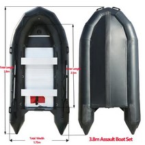 알루미늄 바닥을 가진 팽창 식 배 PVC 폭행 1.2MM 충돌 방지 바다 낚시 속도 뗏목 카약 조정 부속품, [03] 3.8m Boat