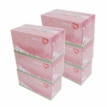 킹마트 형광증백제가 없는 러브옥스 맞 각티슈 250매 x 6 무형광 무표백 천연펄프
