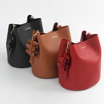 돌드업 데일리로 좋은 여자 가죽 셔링 오픈형 버킷백 10대여성