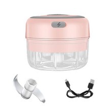 미니 전기 마늘 다지기 100/250mL 야채 고추 고기 생강 기계 튼튼하고 내구성 좋은 USB 충전 블렌더 주방, [05] Pink 100ML, [01] 3 1, 05 Pink 100ML_01 3 1