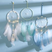LED 깃털 드림캐쳐 매장 예쁜방 인테리어 소품, 블루