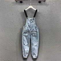 여자 캐주얼 데님 점프수트 데님 청 빈티지 멜빵바지