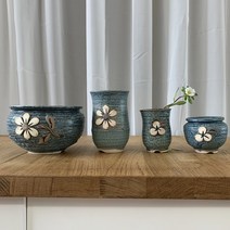 국산 다육이 단지화분 콩분 4pc 소형화분세트, 블루