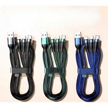 6A 초고속 충전 데이터 케이블 Huawei Apple vivo Xiaomi OP 및 Android에 적합한 3-in-1 플래시 충전 케이블, 블랙 - 1.2m (고속충전)
