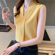 038 여성 민소매 블라우스 슬리브리스 보들보들 정장룩 오피스 반팔