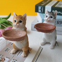 카운터 계산대 장식 고양이 미니어쳐 집들이선물 식당 촬영소품 식탁 방꾸미기, 그레이