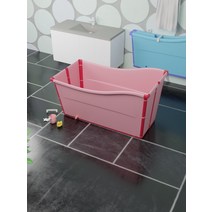 이동식 긴 욕조 물놀이 2인용 가정용 간이욕조 접이식, 파란색