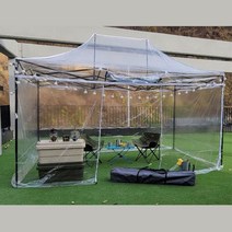 방수 투명 바람막이 야외 식당 포차 천막세트 행사장, 지붕+일체형벽면(2.5X2.5용)+프레임