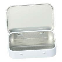 카드 보관 상자 용품 빈 컨테이너 철 휴대용 주요 공예 여행, 경첩이 있는 흰색, 9.5cmx6cmx2.1cm