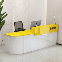 카운터테이블 안내데스크 데스크 사무용 업무용 계산대 카페 책상 카운터 테이블 인포 매장 회사용 미용 식당용 접수대, 흰색   노란색 왼쪽 높이, 오른쪽 높이가 필요한 경우