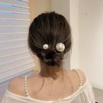 고급 메탈 U자형 진주 비녀 2종