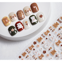 바르나 네일스티커 붙이는 명품스티커 유아 캐릭터스티커 붙이는 네일스티커 곰돌이파츠 무지개 별 하늘 스티커, 캐릭터 스티커 I타입