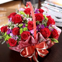 앤드플라워 꽃바구니 꽃배달 당일배송 28종, 07. 데이지(레드)