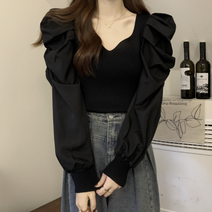 베베디 여성용 스잔트 긴팔 셔링 블라우스