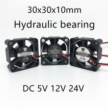컴퓨터쿨러 DC5V 12V 24V 3010 30MM 30 10MM 냉각 팬 3D 프린터 그래픽 카드 유압 베어링 볼 2pin, 12V_Sleeve bearing