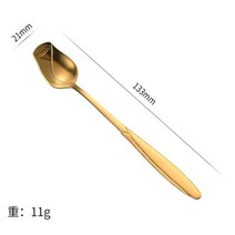 진스온 양식 커트러리 스테인리스 스틸 로즈 스푼 긴 손잡이 커피 티 디저트 아이스크림 식기 꿀 샐러드 장식 크리스마스 선물, 3.13cm golden - 1pc