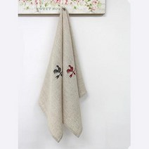 손님 접대용 수닭 자수 고급 린넨 키친 크로스 빈티지 행주타월 모던 오피스텔 세탁기커버, 레드자수