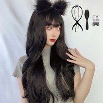일월전빵 여신강림 웨이브 긴머리 통가발 65cm, 다크브라운