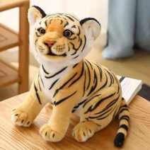 Cute Lifelike Tiger Fluffy Stuffed Animals White Plush Toy 23-33Cm Small Size Real-Life Wild Kids Gi, 02 Yellow_03 33 cm