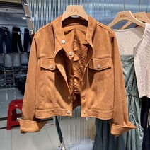 여성 스웨이드 점퍼 유럽 ​​역 캐주얼 자켓 짧은 오토바이 가 복고풍 하이