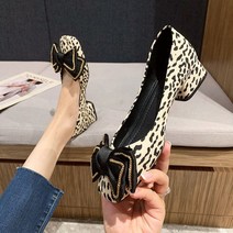스틸레토 플랫 레오파드 미들힐 펌프스 호피 구두