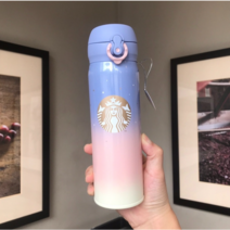 스타벅스 1+1 스타벅스 원터치 텀블러 2022 커플 스타벅스 텀블러 보온보냉 500ml 대용량, 오로라 물컵 1+1