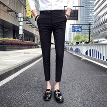 Makone 체크 캐주얼 정장 바지 슬림핏