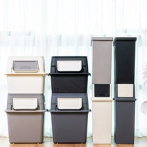 심플 분리수거함 플라스틱 수납적재함 재활용박스, 담다플랫45L, 블랙
