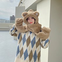 리버폭스 여성 이쁜 머플러 목도리 모자 장갑 3p 풀세트 구성