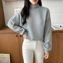 여성용 빅사이즈 볼륨 반폴라 티셔츠