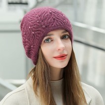 여성 겨울 모자 진주 비즈 장식 뜨개 방울 털 귀달이 여자 니트 장수 털실 귀마개 장갑 아기 에스키모 곰돌이 할머니 비니 방