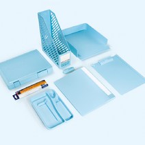 파스텔 신입 사원 웰컴 키트 선물 패키지 8종 블루 문구류 박스 스테들러 문구 사무용품 파일 꽂이 화일 케이스 지우개 연필 클립보드 펜 트레이 받침 데스크 테리어