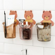 곰돌이 부착 수납함/욕실선반/욕실용품/화장실수납장/욕실수납/욕실정리/욕실거치대/욕실정리함/욕실수납선반/욕실소품/욕실청소도구함, 갈색