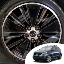 어른킹 더뉴스포티지R 18인치 휠 마스크 포인트 레터링 튜닝 컬러 데칼 스티커 자동차 몰딩 카본 유광 홀로그램 크롬 랩핑 시트지, 유광블랙(휠), 추가안함