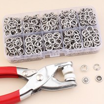 만능 똑딱이 단추 펀치 똑딱이펀칭기 스냅단추펀치 똑딱 고급 부자재 은색 링 타입 100 세트 바로착 금속 가시단추 도트 버클 부자재 수선 스냅 셀프 고정 매너 펜치 여밈