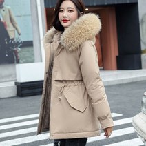 털안감 허리 스트링 하프 폭스퍼숏 벨티드 야상 패딩