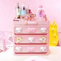 헬로 키티 화장품 정리함 화장대 수납함, 리본, 4단
