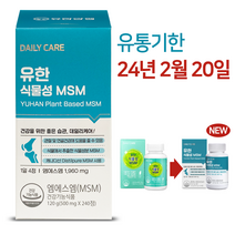 유한양행 데일리케어 식물성 MSM 관절 개선 건강 240정 2개월분, 1개