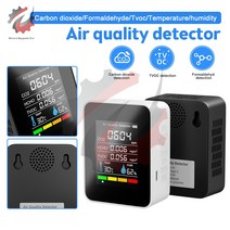 가스계량기 위치 도시 교체 5 인 1 TVOC HCHO 대기질 측정기 공기 모니터 이산화탄소 검출기 창고 품질 온도 습도 측정기, White, 02 White